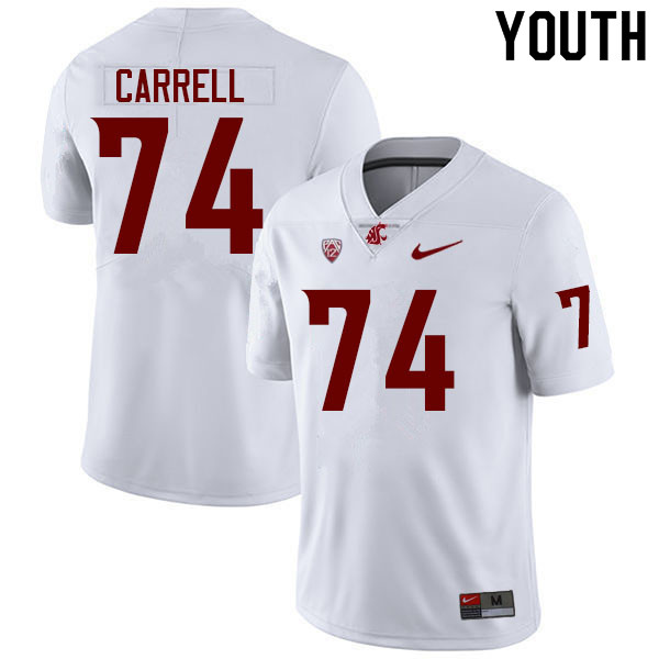 Youth #74 Sam Carrell Washington State Cougars College Football Jerseys Sale-White